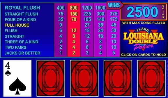 Louisiana Double Video Poker Game