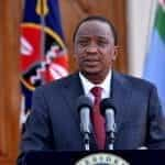 President Uhuru Kenyatta speaks at a press conference.