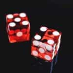 Two red dice.