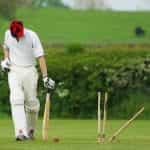 Man at bat in cricket.